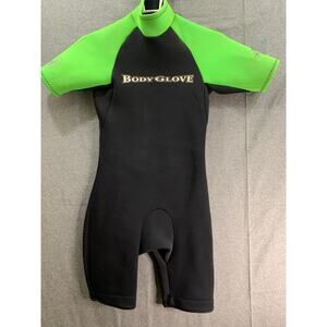 Body Glove Wetsuit Mens Size Small Black Green Short Sleeve Back Zip